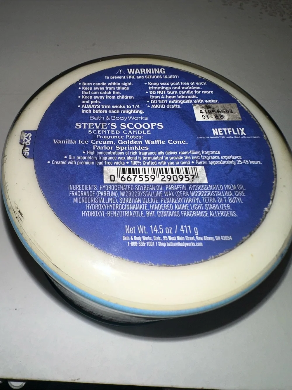 Bath & Body Works Stranger Things Steve’s Scoops Candle
